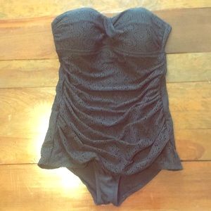 Strapless eyelet swimsuit